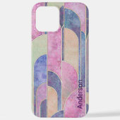 Modernes Eligant Retro Line Monogramm iPhone Hülle (Rückseite)