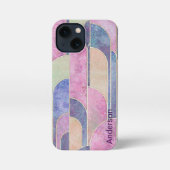 Modernes Eligant Retro Line Monogramm iPhone Hülle (Rückseite)