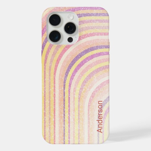 Modernes Eligant Retro Line Monogramm iPhone Hülle (Rückseite)