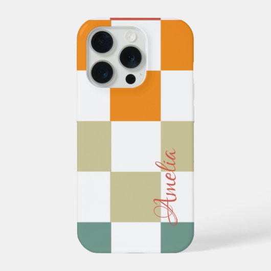 Modernes Eligant Retro Line Monogramm iPhone Hülle (Rückseite)