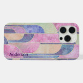 Modernes Eligant Retro Line Monogramm iPhone Hülle (Rückseite (Horizontal))