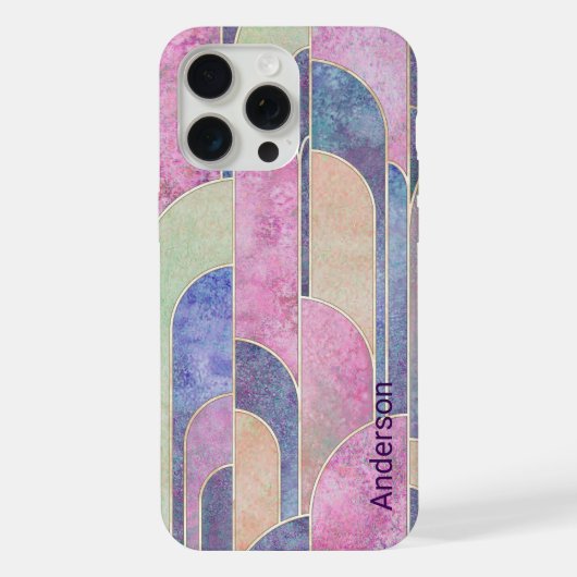 Modernes Eligant Retro Line Monogramm iPhone Hülle (Rückseite)