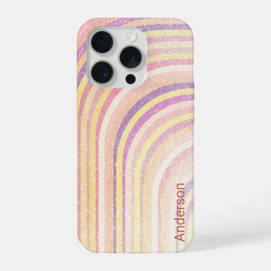 Modernes Eligant Retro Line Monogramm iPhone Hülle (Rückseite)