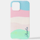 Modernes Eligant Retro Line Monogramm iPhone Hülle (Rückseite)