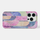 Modernes Eligant Retro Line Monogramm iPhone Hülle (Rückseite (Horizontal))