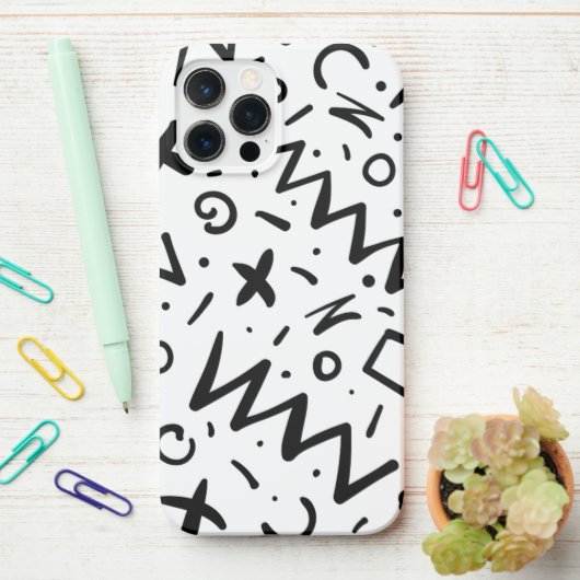 Modernes Eligant Retro Line Monogramm iPhone Hülle (Auf dem Schreibtisch)