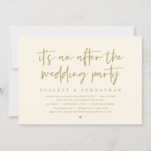 Modernes Elopement nach der Hochzeitsfeier Einladung (Vorderseite)