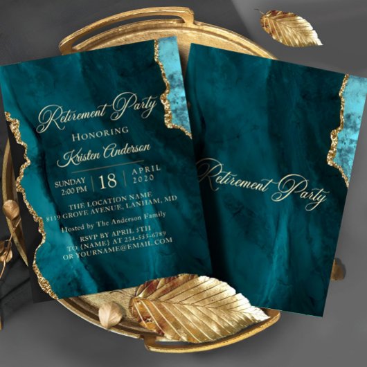 Modernes Emerald Gold Retirement Party Einladung