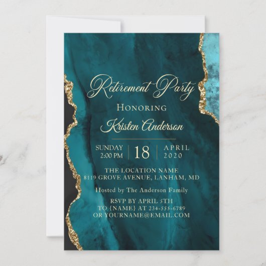 Modernes Emerald Gold Retirement Party Einladung (Vorderseite)
