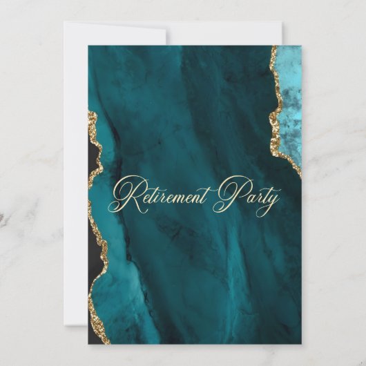 Modernes Emerald Gold Retirement Party Einladung (Rückseite)