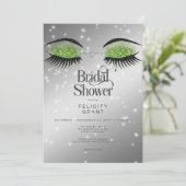 Modernes Emerald Green Glam Eyes Brautparty Einladung (Stehend Vorderseite)