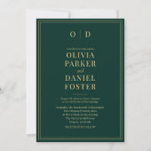 Modernes Emerald Green Gold Foto QR Code Wedding Einladung (Vorderseite)