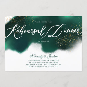 Modernes Emerald Green Gold Glitzer Probe Dinner Einladung