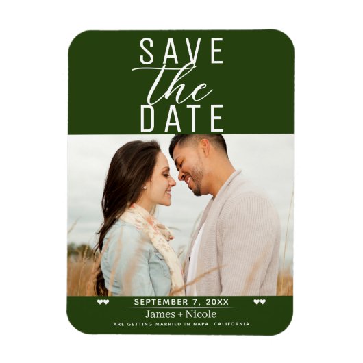 Modernes Emerald Green Save the Date Wedding Foto Magnet (Vertikal)