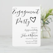 Modernes Engagement Party Black Stripes Herz Einladung (Stehend Vorderseite)