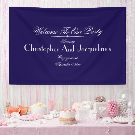 Modernes Engagement Party Skriptnamen Chic Willkom Banner (Party)