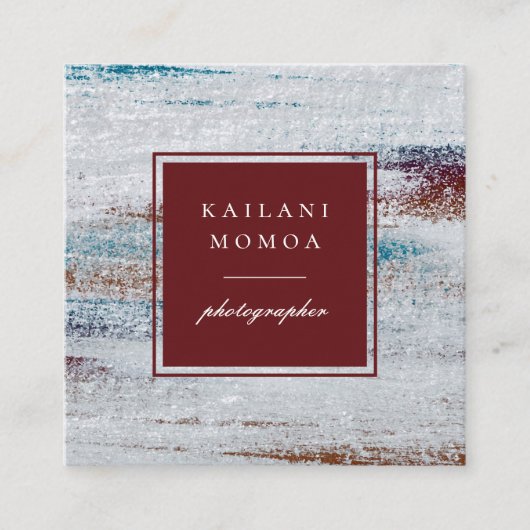 Modernes, erdfarbenes, Abstrakt gestrichenes Muste Quadratische Visitenkarte (Vorderseite)