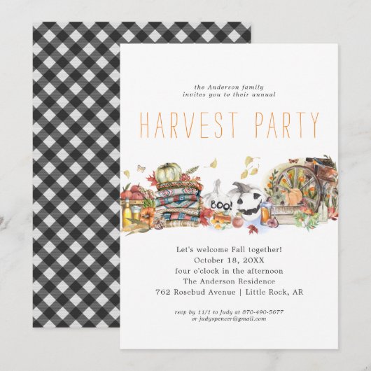 Modernes Ernteabend Party Einladung (Vorne/Hinten)