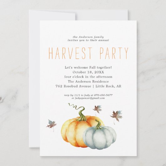 Modernes Ernteabend Party Einladung (Vorderseite)