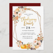 Modernes Erntedank-Abendessen mit Gewürzflora Einladung (Vorne/Hinten)