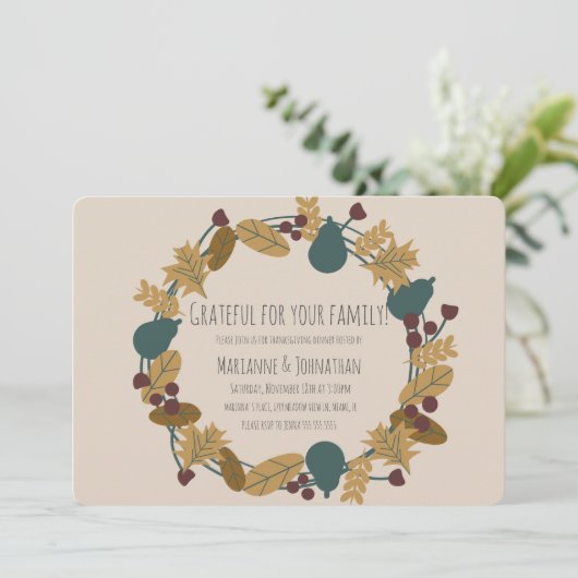 Modernes Erntedank Dinner Grateath Einladung (Stehend Vorderseite)