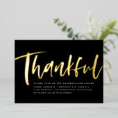 Modernes Erntedank-Dinner in Schwarz/Weiß Folieneinladung (Stehend vorne)