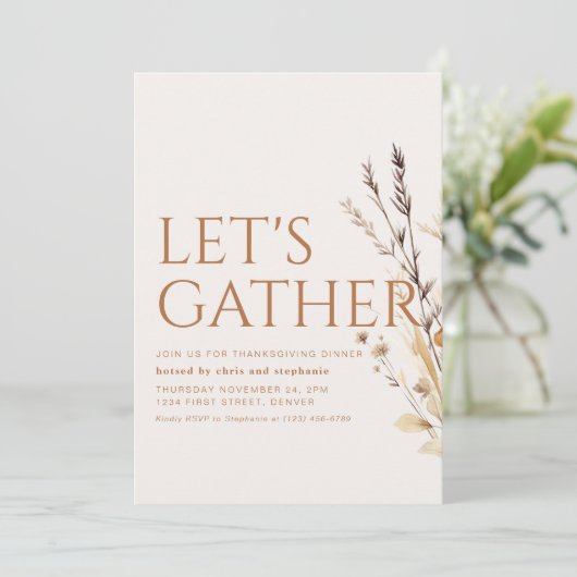 Modernes Erntedank Dinner Party Einladung (Stehend Vorderseite)