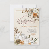 Modernes Erntedank mit Blumenkürbis Einladung (Vorderseite)