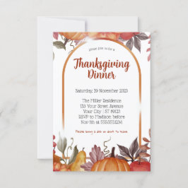 Modernes Erntedank mit Blumenkürbis Einladung