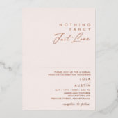 Modernes Erröten und Rose Gold Nichts Extravagant Folieneinladung (Vorderseite)