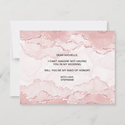 Modernes Erröten wird Sie zur Trauzeugin einladen Einladung (Rückseite)