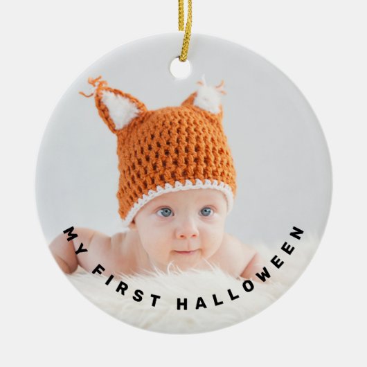 Modernes erstes Halloween-Foto Keramik Ornament (Vorne)