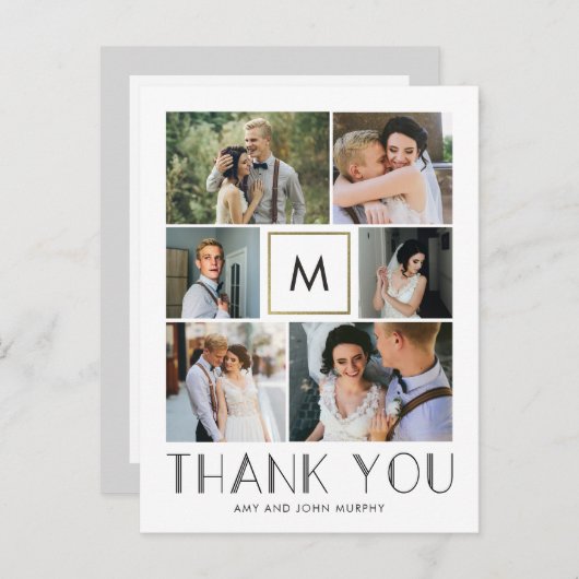 Modernes, erstklassiges Farbmonogramm Vielen Dank Postkarte (Vorne/Hinten)