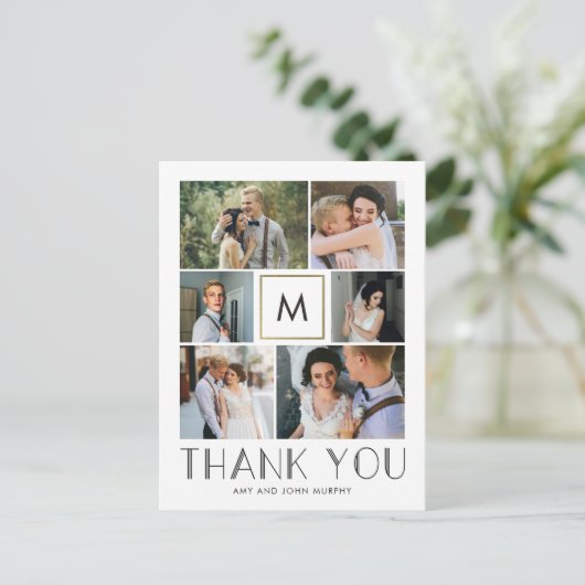 Modernes, erstklassiges Farbmonogramm Vielen Dank Postkarte (Stehend Vorderseite)