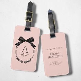 Modernes, erstklassiges Schwarzweißrosa Monogramm Gepäckanhänger
