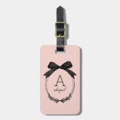 Modernes, erstklassiges Schwarzweißrosa Monogramm Gepäckanhänger (Vorderseite vertikal)