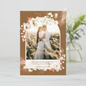 Modernes, erthy Brown Coral Floral FOTO DANKE (Stehend Vorderseite)