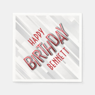 Modernes Erwachsenenrot zum Geburtstag Serviette