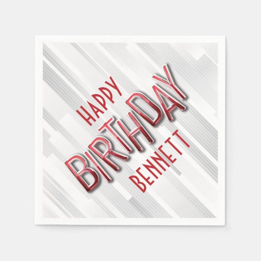 Modernes Erwachsenenrot zum Geburtstag Serviette (Vorderseite)