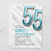 Modernes Erwachsener Aquamarin 55. Geburtstagseinl Einladung (Vorderseite)