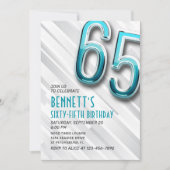 Modernes Erwachsener Aquamarin 65. Geburtstagseinl Einladung (Vorderseite)