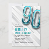 Modernes Erwachsener Aquamarin 90. Geburtstagseinl Einladung (Vorderseite)