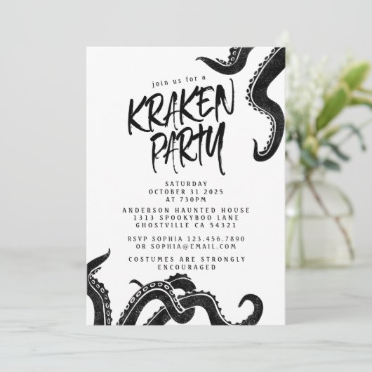 Modernes erwachsenes Halloween-Party Gothic Spooky Einladung (Stehend Vorderseite)