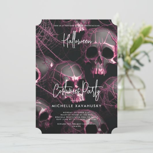 Modernes erwachsenes Halloween-Party Schwarzer Ros Einladung (Stehend Vorderseite)