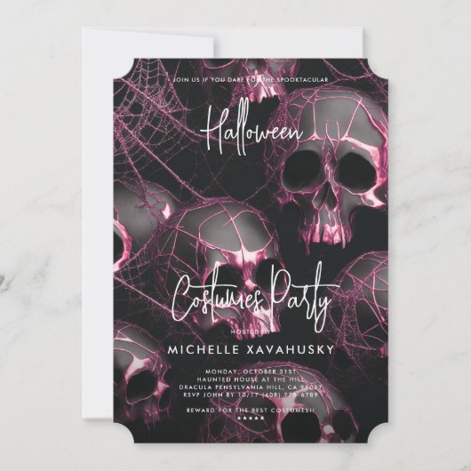 Modernes erwachsenes Halloween-Party Schwarzer Ros Einladung (Vorderseite)