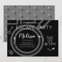 Modernes Escape Room Geburtstagsparty Grau Schwarz