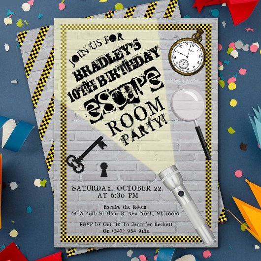 Modernes Escape Room Party jeden Geburtstag Einladung