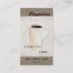 Modernes Espresso im Latte Coffee Shop Cappuccino Visitenkarte