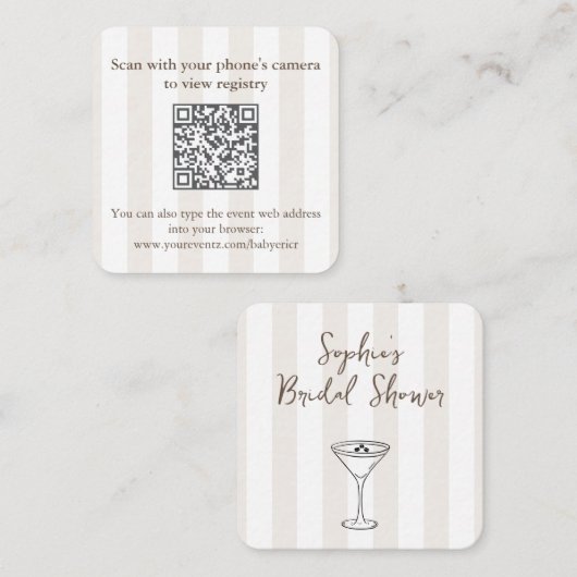 Modernes Espresso Martini Brautparty QR Code UAWG Begleitkarte (Vorne/Hinten)