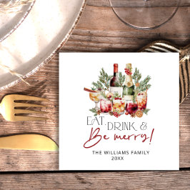 Modernes Essen Drink und frohe Weihnachten. Serviette